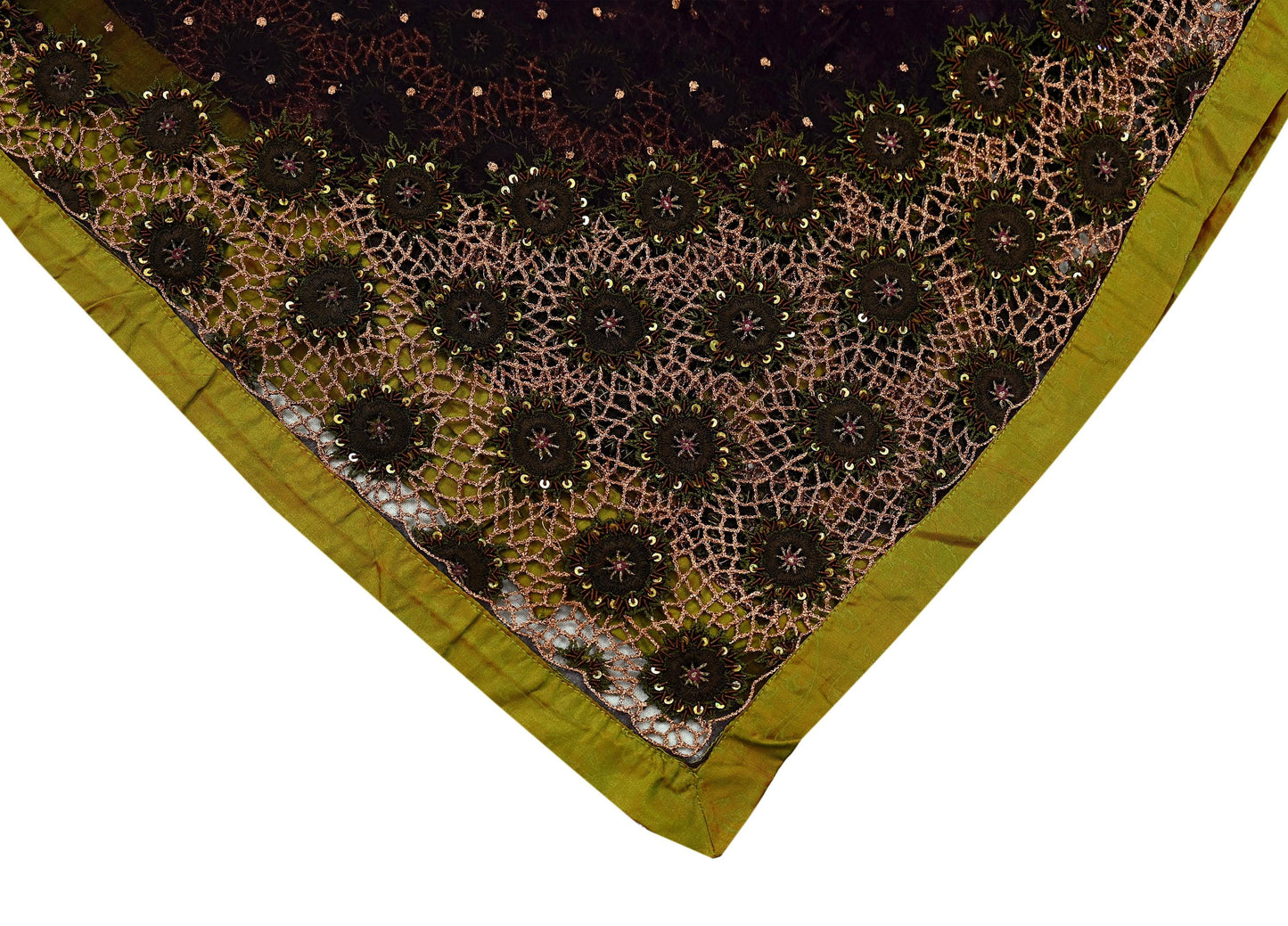 Indian Vintage Purple Dupatta Pure Chiffon silk Long Stole Hand Embroidered Scarves Floral Design Stole Veil Wrap Zari Zardozi