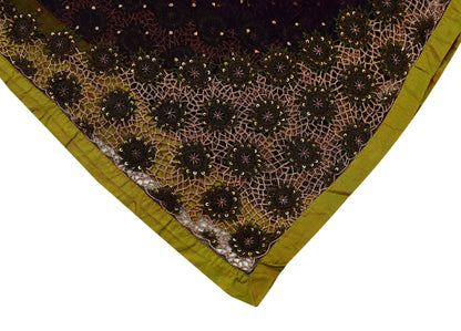 Indian Vintage Purple Dupatta Pure Chiffon silk Long Stole Hand Embroidered Scarves Floral Design Stole Veil Wrap Zari Zardozi