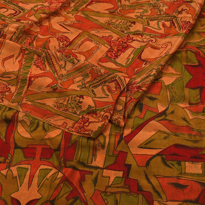 Indian Vintage Multi Saree 100% Pure Silk Printed Sari Craft Fabric 6yd Sewing Dress Making Soft Floral Crafting Quilting Upcycle