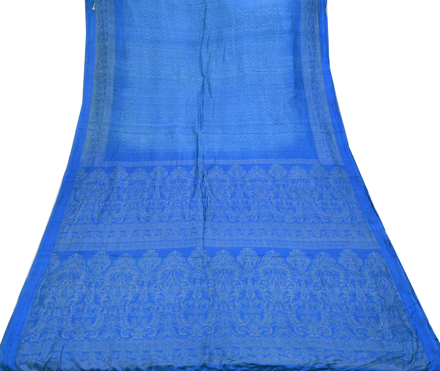 Indian Vintage Sari Blue Printed Sari Pure Silk Saree Craft Fabric Sewing 6yd Floral Soft Floral Wrap Sarong Dress making Crafting Quilting