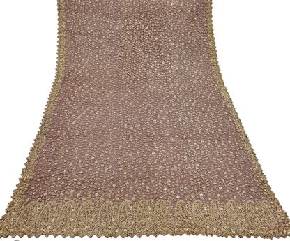 Indian Vintage Heavy Wedding Maroon Dupatta Net Mesh Long Stole Hand Embroidered Scarves Golden Zardozi Zari Sequins Dridal Veil Hijab