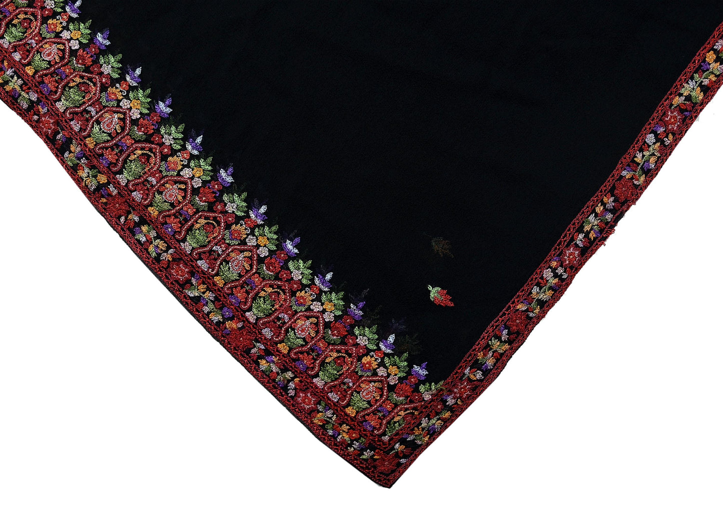 Indian Vintage Dupatta Black Pure Georgette silk Long Stole Embroidered Scarves Stole Veil Wrap
