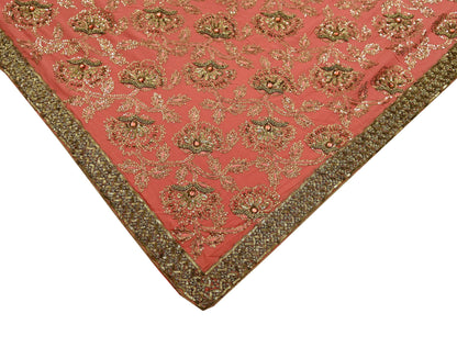 Indian Vintage Heavy Sarees Peach Pure Georgette Silk Hand Embroidered Sari Fabric 5Yd Sewing Ethnic Zardozi/dabka zari Wedding sarees