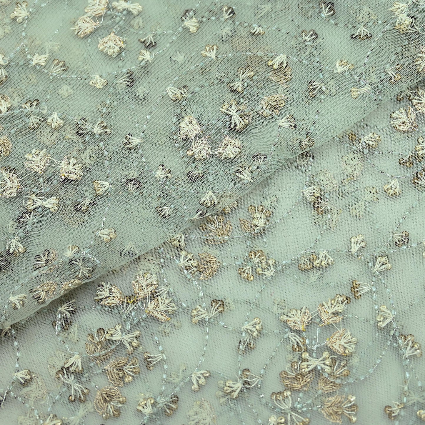 Indian Vintage Heavy Bridal Dupatta Green Net Mesh Long Stole Hand Embroidered Scarves Golden Zardozi Dabka Zari Wedding Veil Hijab