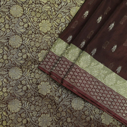 Indian Vintage Sari Brown 100% Pure Silk Hand Woven Sarees Craft Fabric 5Yd Ethnic Sewing Dress making Crafting Quilting Upcycle