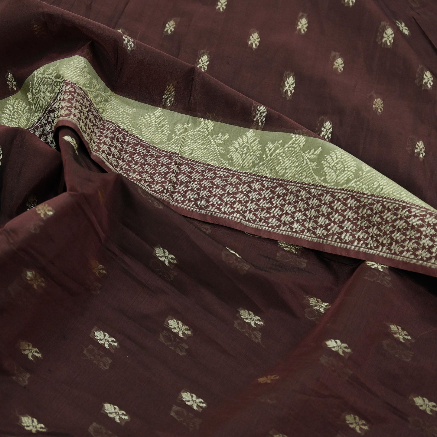 Indian Vintage Sari Brown 100% Pure Silk Hand Woven Sarees Craft Fabric 5Yd Ethnic Sewing Dress making Crafting Quilting Upcycle