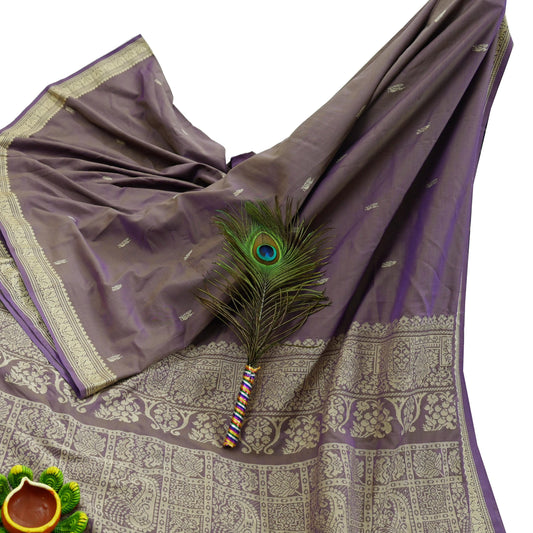 Indian Vintage Sari Purple Pure Cotton Hand Woven Sarees Craft Fabric 5yd Ethnic Floral Crafting Upcycle Quilting Dress Making Quilting