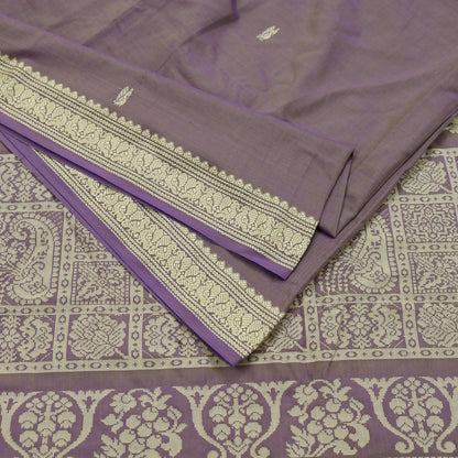 Indian Vintage Sari Purple Pure Cotton Hand Woven Sarees Craft Fabric 5yd Ethnic Floral Crafting Upcycle Quilting Dress Making Quilting