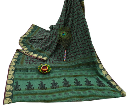 Vintage Sari Hand Block Printed 100% Pure Cotton Sarees Soft Craft Fabric 5Yd Lady Dear Floral Design Upcycle Quilting Crafting