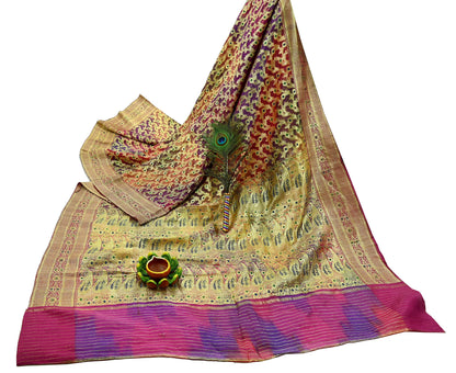 Indian Vintage Sari Heavy Multi Pure Organza Silk Woven Brocade Banarasi Sarees Zari 5Yd Ethnic Fabric Dress Making Wedding Sarees