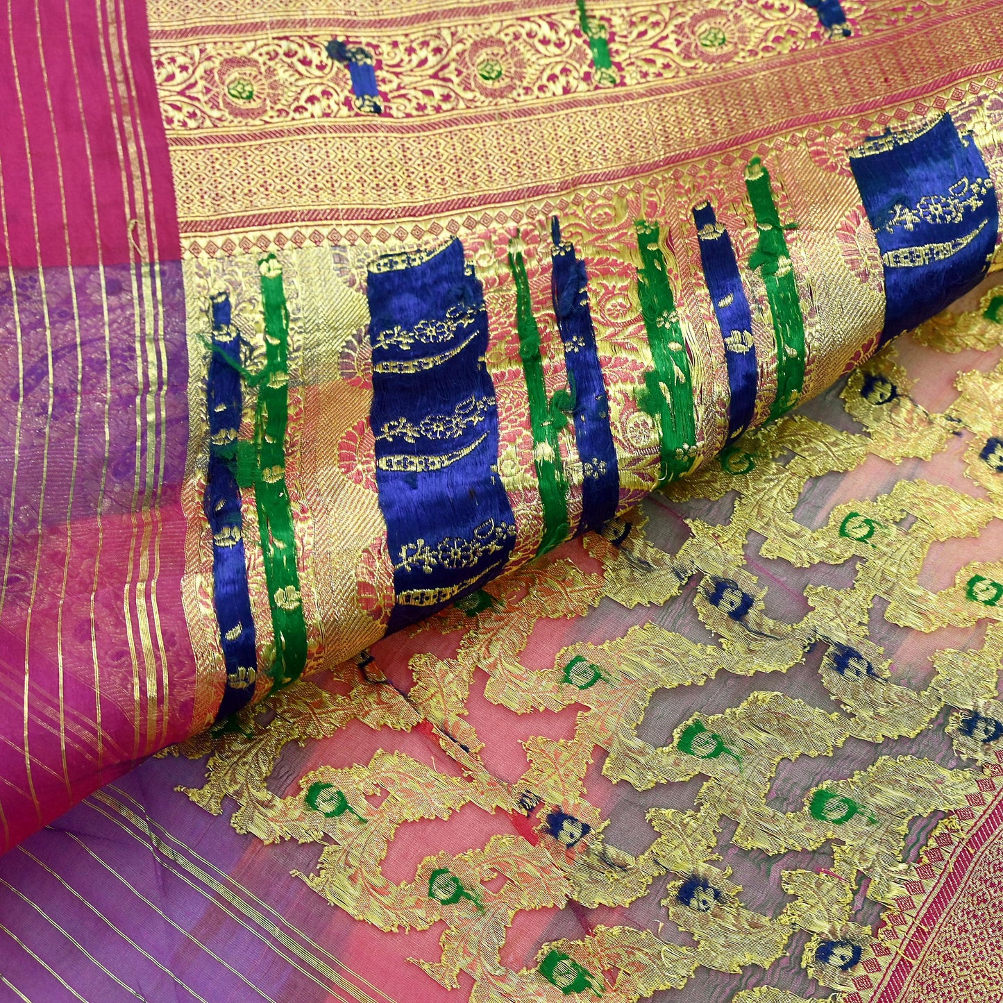 Indian Vintage Sari Heavy Multi Pure Organza Silk Woven Brocade Banarasi Sarees Zari 5Yd Ethnic Fabric Dress Making Wedding Sarees