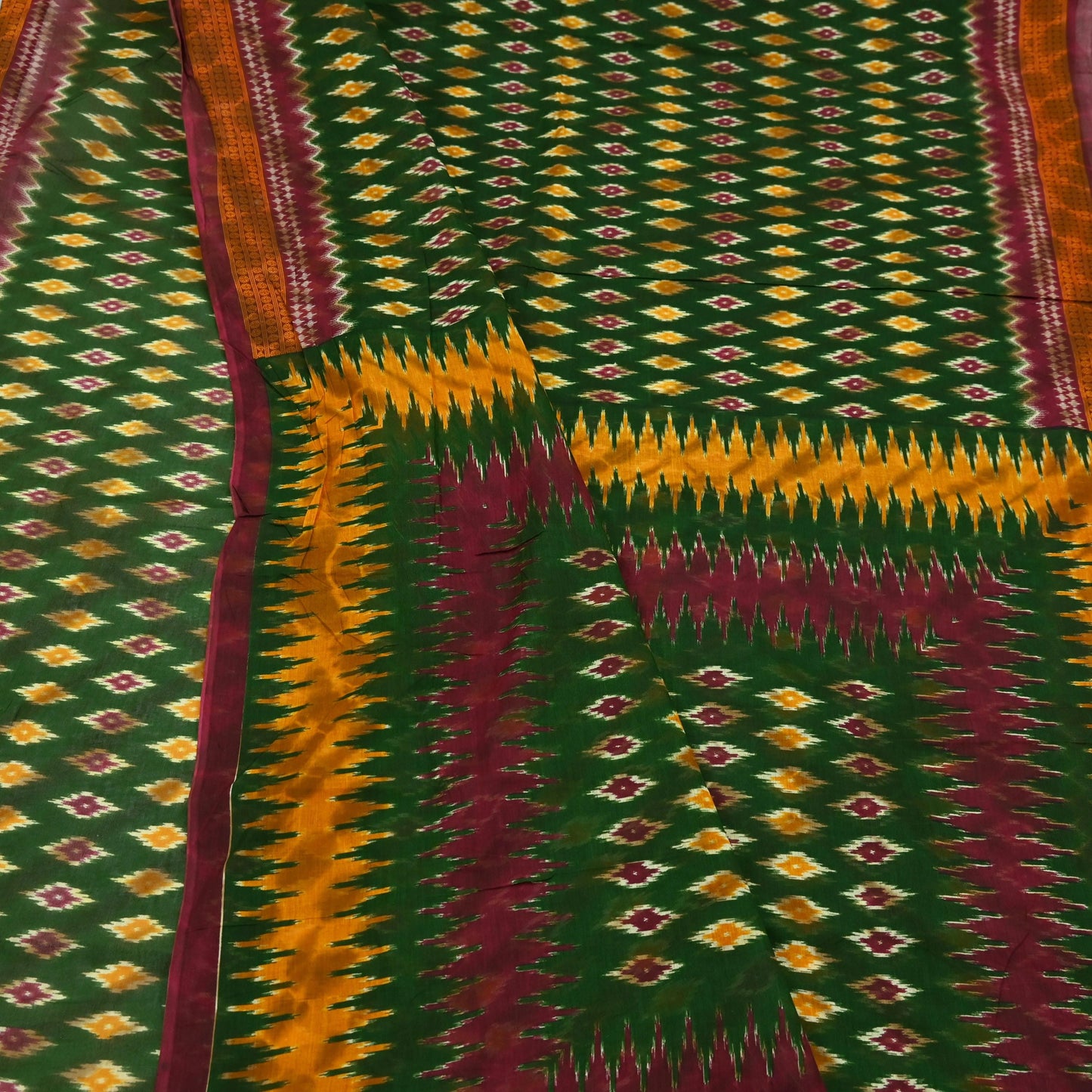 Indian Vintage Sari Green Printed Pure Cotton Saree Craft Fabric 5Yd Sewing Sarong Wrap Boho Floral Dress making Crafting Quilting