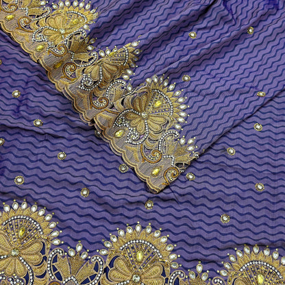 Indian Pre-Owned Sari Purple & Blue Pure silk Hand Embroidered Designer Manish Malhotra Sarees Ethnic Zardozi/Dabka Zari Wedding Saree