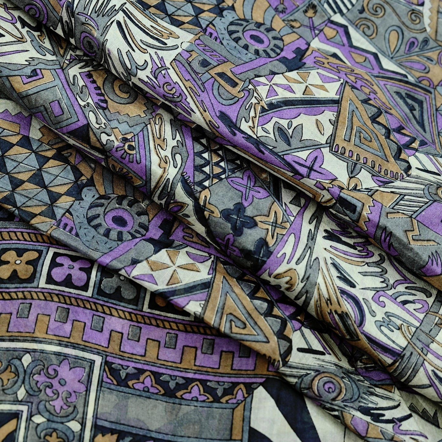 Indian Vintage Sari Gray 100% Pure Silk Printed Saree Craft Fabric 5yd Sewing DressMaking  Soft Abstract Crafting Quilting Upcycle Used