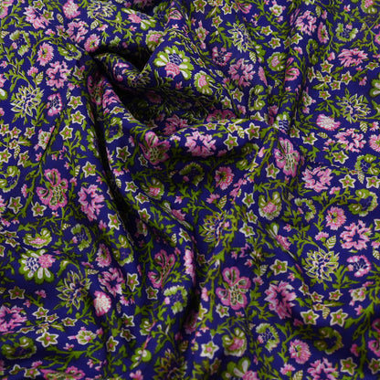 Indian Vintage Sari Orange & Purple Printed 100% Pure Silk Sarees Craft Fabric 5yd Sewing Dress Making Soft Wrap Quilting Crafting Upcycle