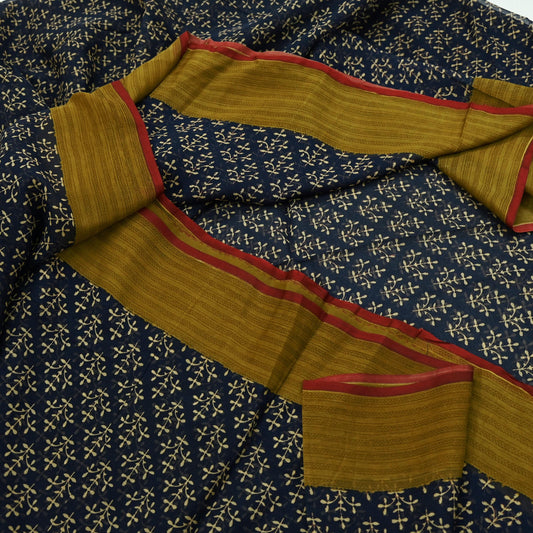 Indian Women Vintage Black Saree Pure Chiffon Silk Printed Sari Craft Fabric Sewing 6Yd Soft Light Sari Dress Making