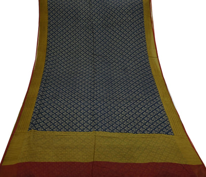 Indian Women Vintage Black Saree Pure Chiffon Silk Printed Sari Craft Fabric Sewing 6Yd Soft Light Sari Dress Making