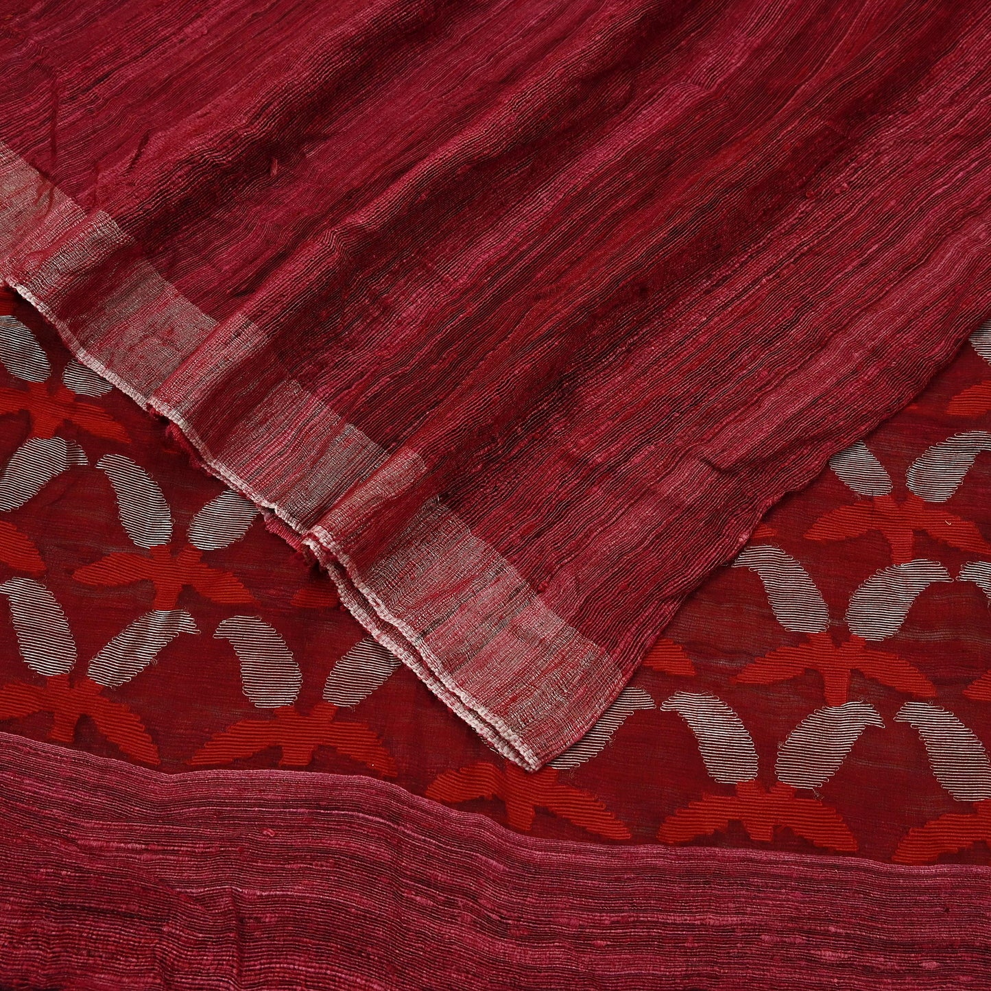 Indian Vintage Sari Maroon 100% Pure Khadi Silk Handloom Sarees Craft Fabric 5Yd Ethnic Sewing Dress making Crafting Quilting Upcycle