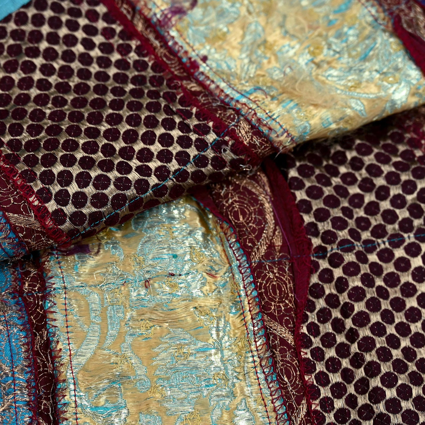 Indian Pre-Owned Sari Blue Pure Georgette Silk Hand Embroidered Designer Anamika Khanna Lehenga Sarees Ethnic Zardozi/Dabka Wedding Sarees