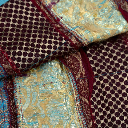 Indian Pre-Owned Sari Blue Pure Georgette Silk Hand Embroidered Designer Anamika Khanna Lehenga Sarees Ethnic Zardozi/Dabka Wedding Sarees