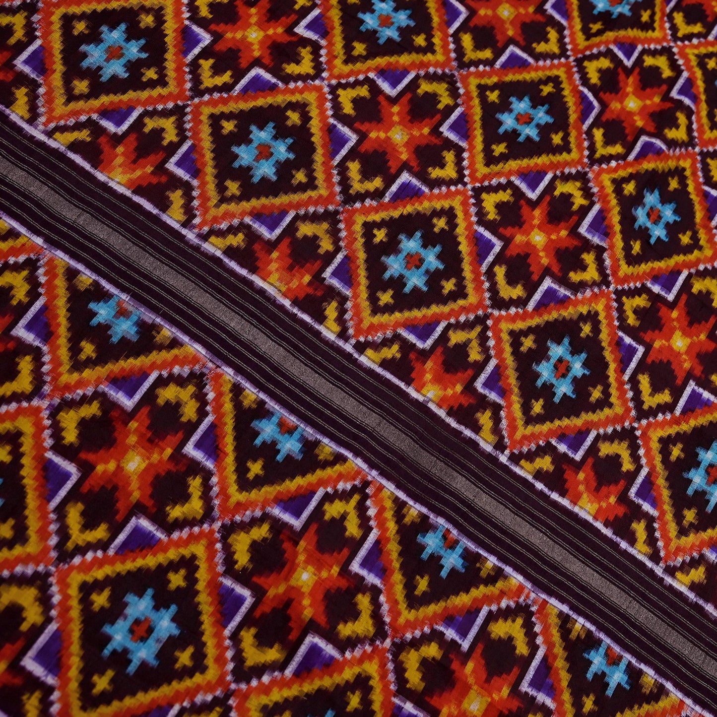 Indian Antique Vintage Coffee Brown Sari Hand Woven Double Ikat Patola Sarees 100% Pure Silk Craft Fabric 5Yd Dress Making Sewing