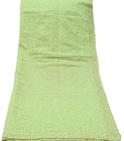 Indian Vintage Dupatta Green Georgette Long Stole Embroidered Scarves Stole Veil Wrap