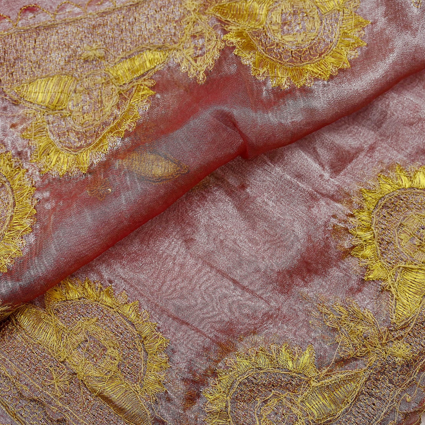 Indian Vintage Dupatta Pink Long Stole Hand Embroidered Tissue Scarves Veil Zardozi Zari Soft Scarf Wrap Boho