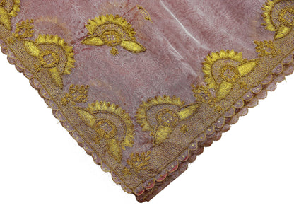 Indian Vintage Dupatta Pink Long Stole Hand Embroidered Tissue Scarves Veil Zardozi Zari Soft Scarf Wrap Boho