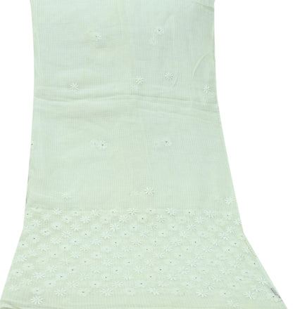 Indian Vintage White Dupatta Long Stole Pure Cotton Handmade Mukesh & Chikankari Scarves Veil Scarf Wrap Hippie Boho Soft