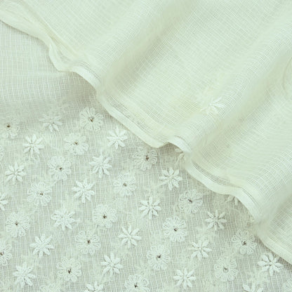 Indian Vintage White Dupatta Long Stole Pure Cotton Handmade Mukesh & Chikankari Scarves Veil Scarf Wrap Hippie Boho Soft