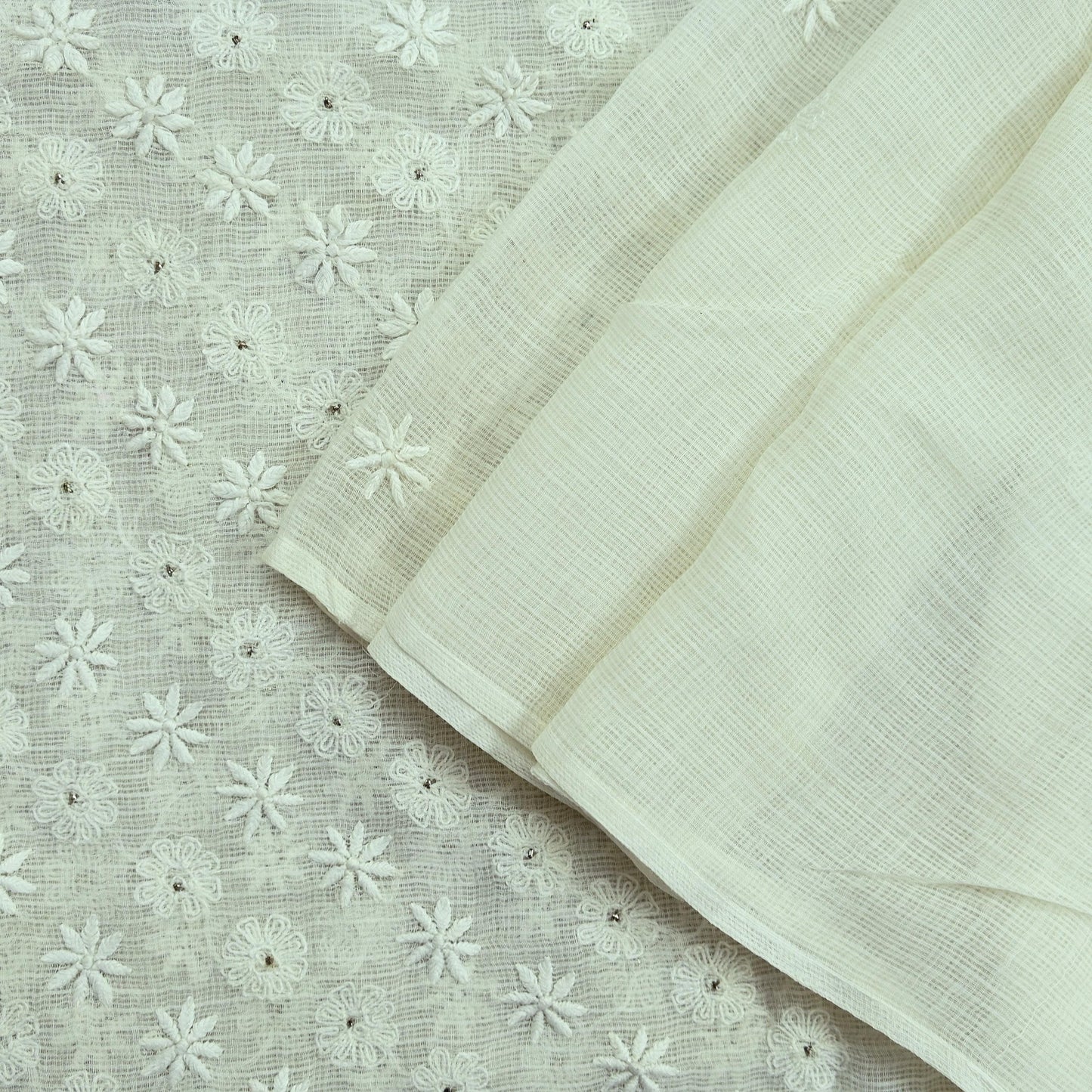 Indian Vintage White Dupatta Long Stole Pure Cotton Handmade Mukesh & Chikankari Scarves Veil Scarf Wrap Hippie Boho Soft