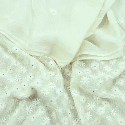 Indian Vintage White Dupatta Long Stole Pure Cotton Handmade Mukesh & Chikankari Scarves Veil Scarf Wrap Hippie Boho Soft