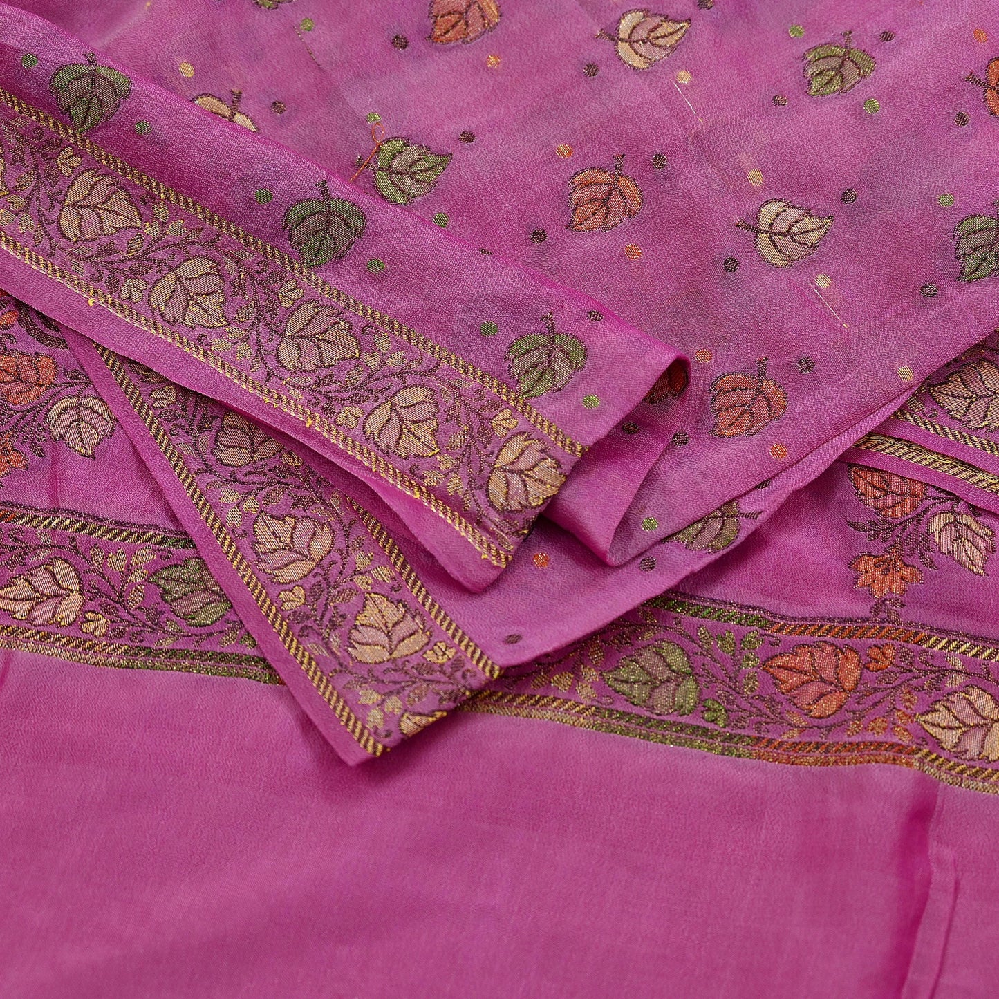 Indian Vintage Pink Dupatta Long Stole Pure Silk Hand Woven Scarves Veil Scarf Wrap Floral