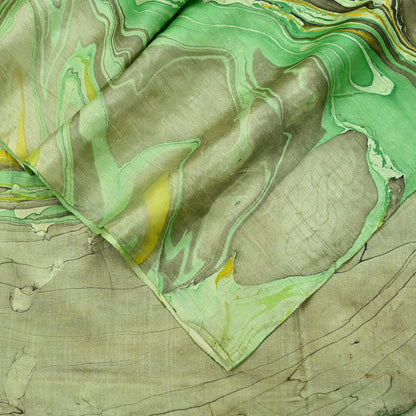 Indian Vintage Dupatta Green & yellow Long Stole Digital Printed Hijab Blend Cotton Scarves Veil Soft Wrap Boho