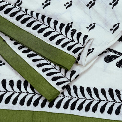 Indian Vintage White Dupatta Long Stole Pure Cotton Hand Embroidered Kantha Scarves Veil Scarf Wrap
