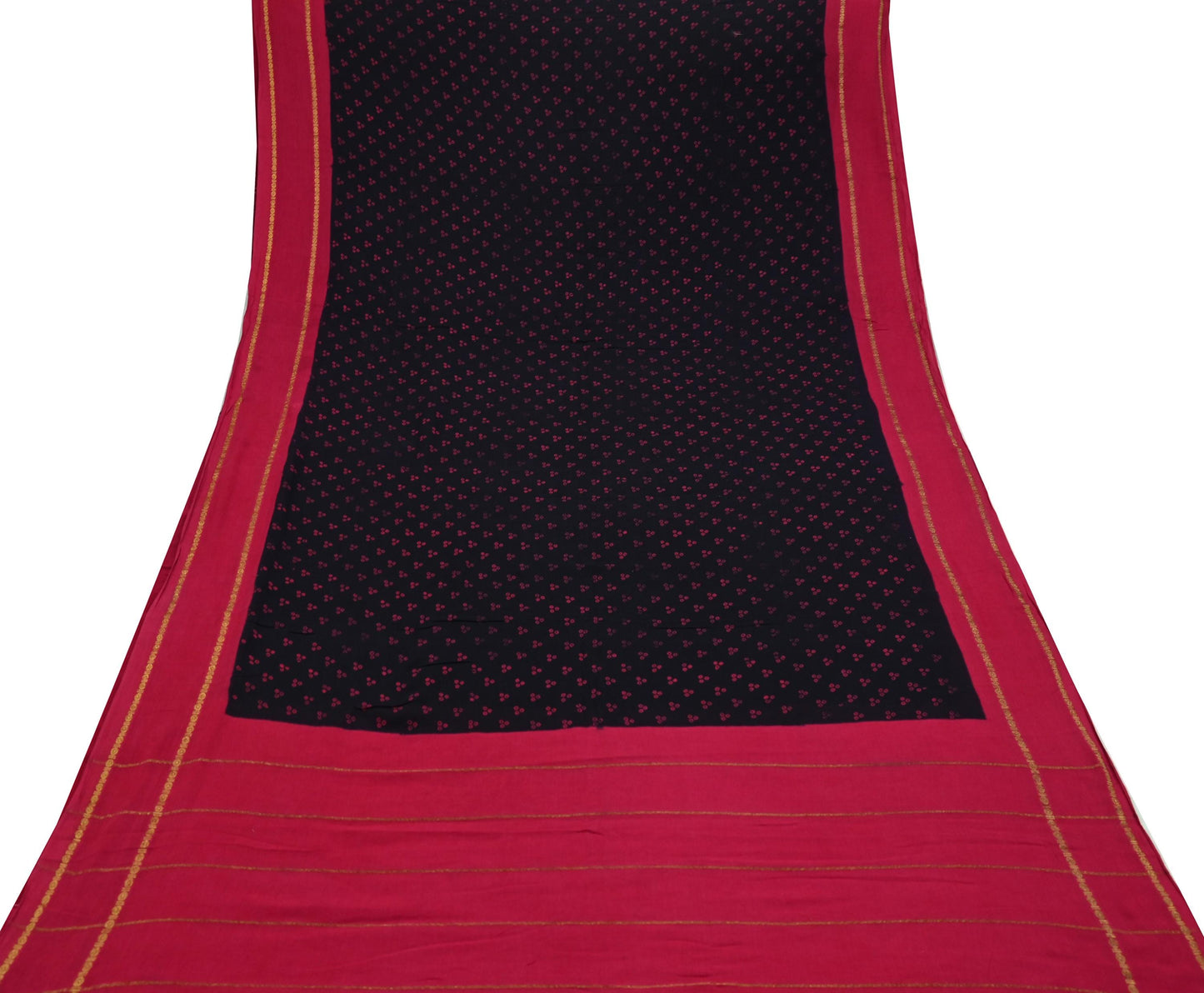 Indian Vintage Sari Red & black Bandhani Printed 100% Pure Cotton Sarees Craft Fabric Soft 5Yd Sewing Sarong Wrap Boho Dress making Quilting