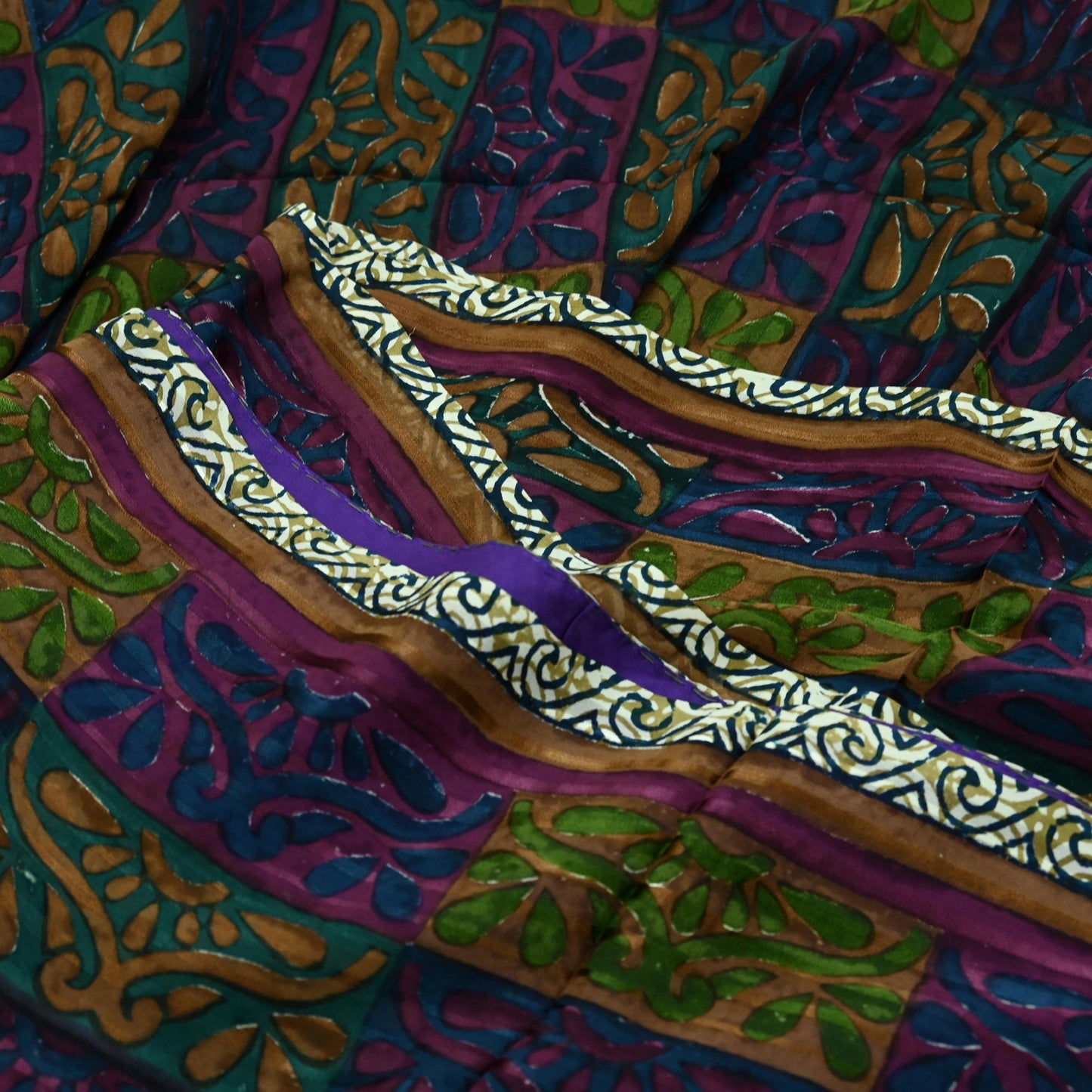 Women Vintage Sari Multi Pure Georgette Silk Woven Printed Sarees Craft Fabric Sewing 5Yd Soft Dress Making Zari Border Crafting Quilting