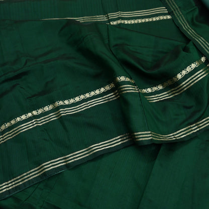 Indian Vintage Sari Green Mysore Silk Woven Sarees Craft Fabric 5Yd Ethnic South silk Dress Making Crafting Upcycle Quilting Zari Border