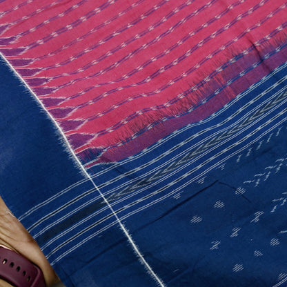 Indian Vintage Dupatta Blue & Pink Long Stole Hand woven Sambalpuri Ikat Hijab Pure Cotton Scarves Veil