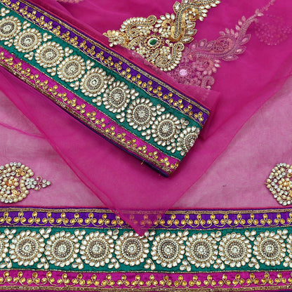 Indian Vintage Heavy Sari Purple Net/Mesh Embroidered Sarees Fabric 6Yd Sewing Soft Green Sequins Floral Zari Bridal/wedding Saris