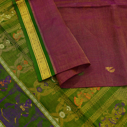 Indian Vintage Heavy Green & Pink Kanjivaram Saree 100% Pure Silk Sari Zari 5Yd Floral Crafting Dress making Crafting Bollywood sari