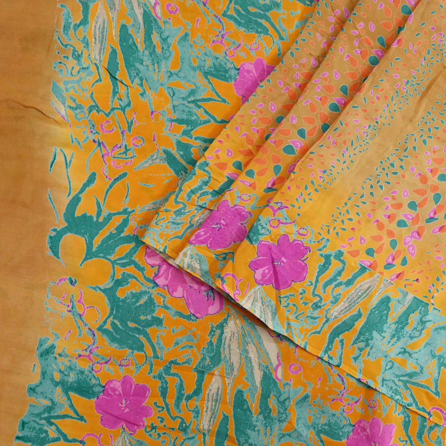 Indian Vintage Sari Beige Pure Crepe Silk Printed Sarees 5yd Sewing Floral Soft Craft Fabric Wrap Dress making Crafting Quilting Used