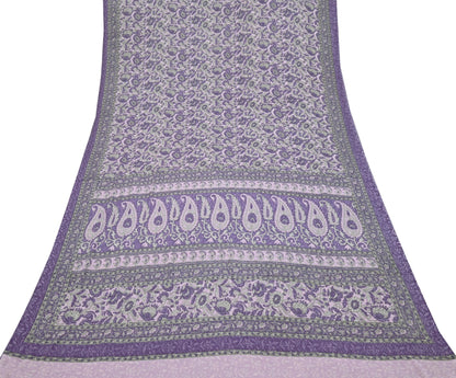Indian Vintage Pink & Purple Saree Moss Crepe Printed Sari 6yd Sewing Soft Craft Fabric Dressmaking Quilting Upcycle Used For Crafting