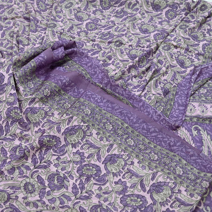 Indian Vintage Pink & Purple Saree Moss Crepe Printed Sari 6yd Sewing Soft Craft Fabric Dressmaking Quilting Upcycle Used For Crafting