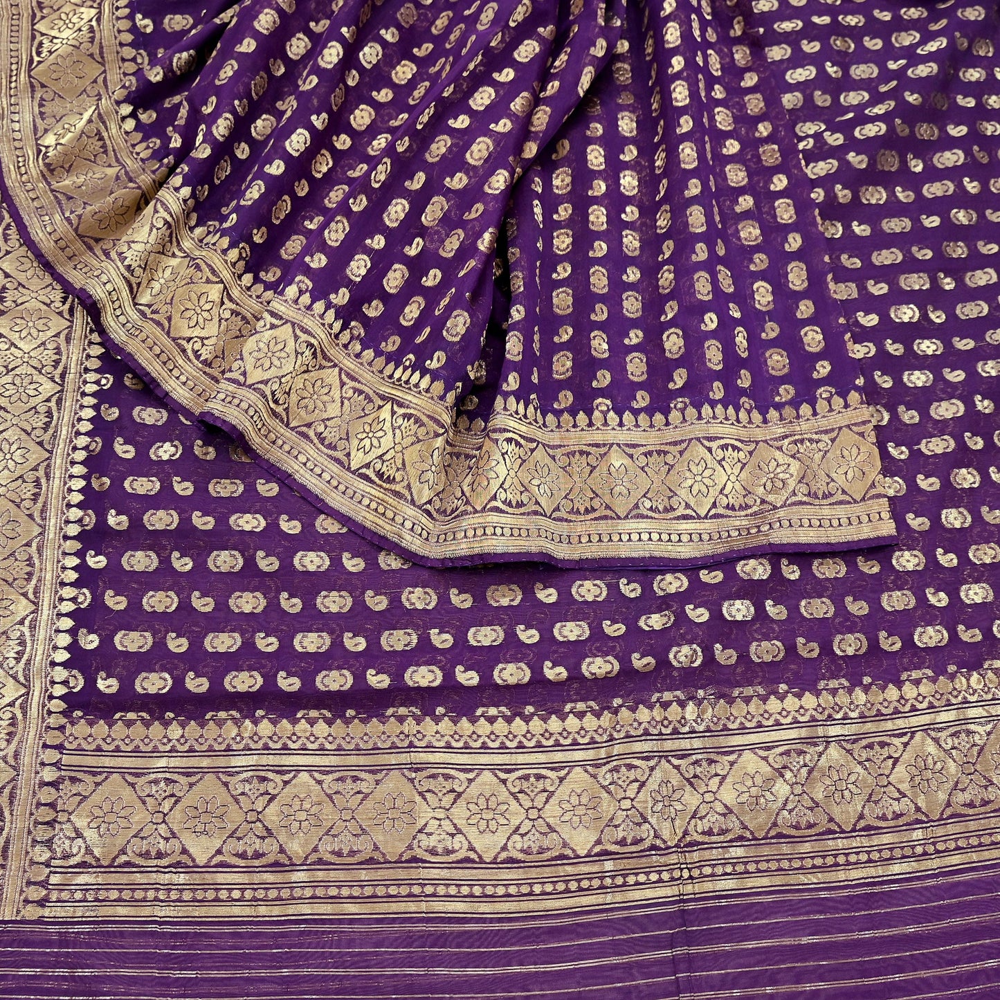 Indian Vintage Purple Heavy Sari Wedding  Pure Organza Silk Hand Woven Banarasi Sarees Zari 5Yd Ethnic Dress Making Crafting