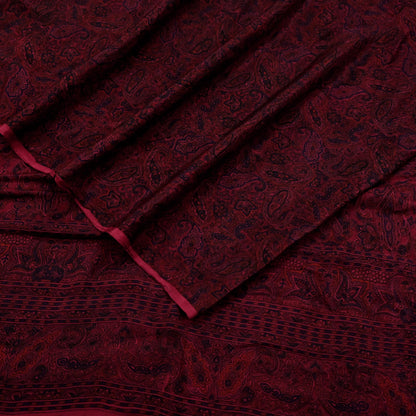 Indian Vintage Sari  Black & Maroon 100% Pure Silk Printed Saree 5yd Sewing Craft Fabric DressMaking Soft Quilting Crafting Upcycle Used