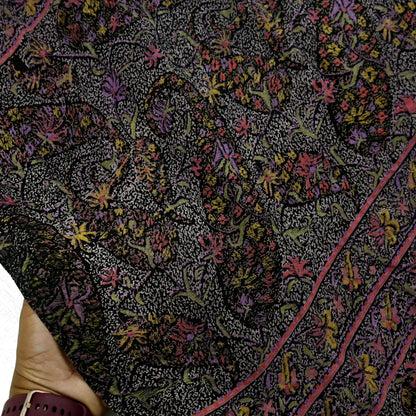 Indian Vintage Sari Black Printed Pure Silk Sarees Craft Fabric 6yd Sewing Floral Soft Dress Designing  for Crafting Quilting Upcycle Wrap
