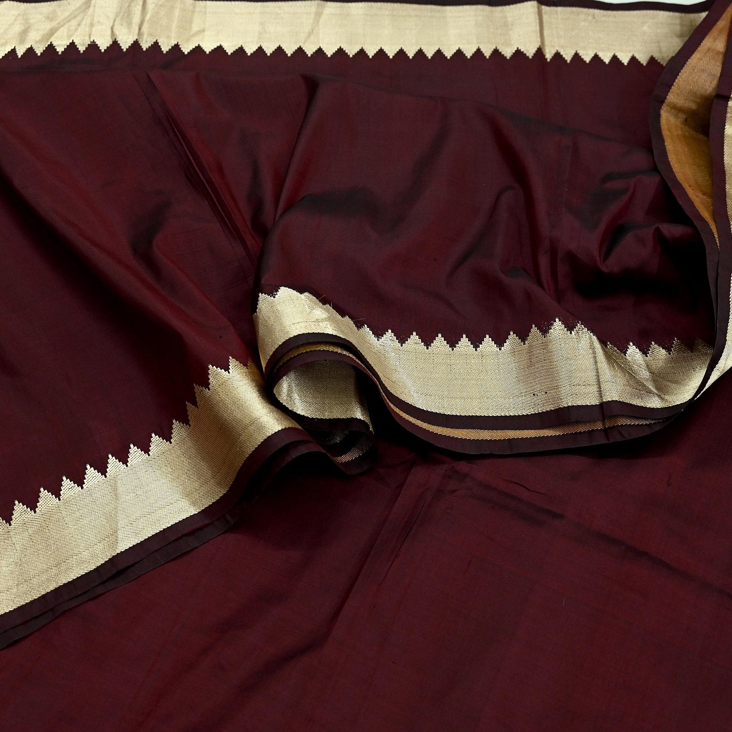 Indian Vintage Sari Maroon Mysore Silk Woven Sarees Craft Fabric 5Yd Ethnic South silk Dress Making Crafting Upcycle Quilting Zari Border