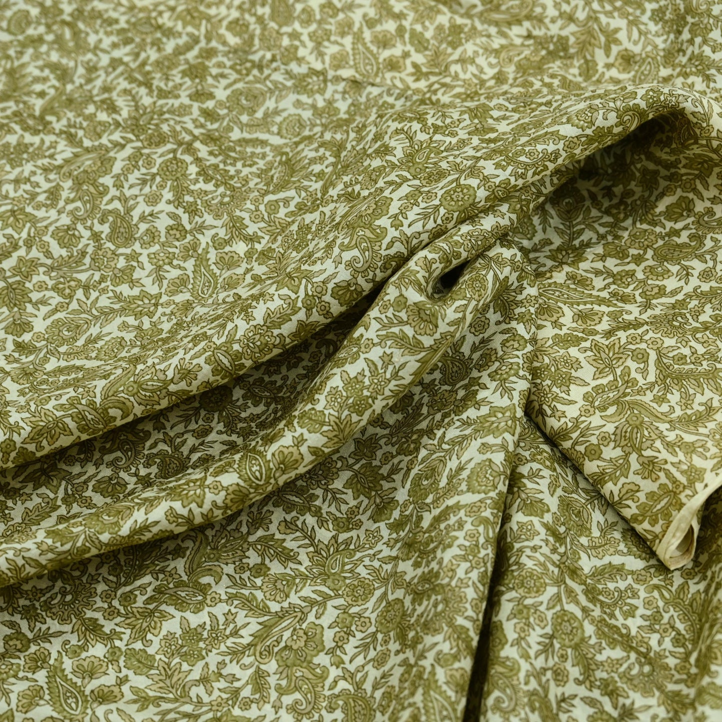 Indian Vintage Ivory Saree Pure Silk Printed Sari 5yd Sewing Craft Fabric Dress Making Soft Crafting Quilting Quilting Upcycle Paisley
