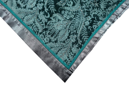 Indian Vintage Dupatta Green & Purple Long Stole Hand Embroidered Printed stole Pure Georgette Silk Indian Scarves Veil Wrap Soft